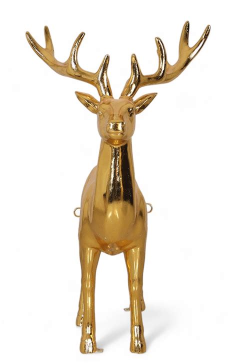 Gold Christmas Reindeer Statue Standing Life Size