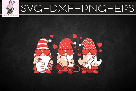 Valentine Gnomes Trio SVG Graphic By Turtle Rabbit Creative Fabrica