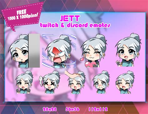 Jett Valorant Chibi Twitch Emotes Pack Discord Emotes Pack Etsy Norway