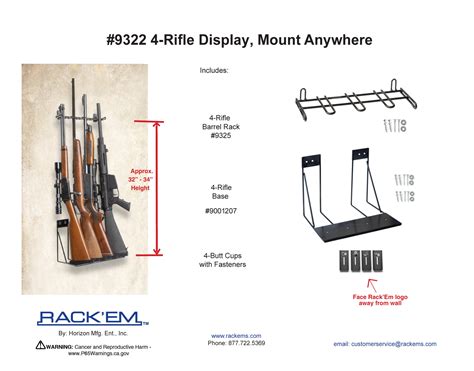 4 Rifle Mount Anywhere Free Hanging Rifle Display Wall Unit 1 Foot