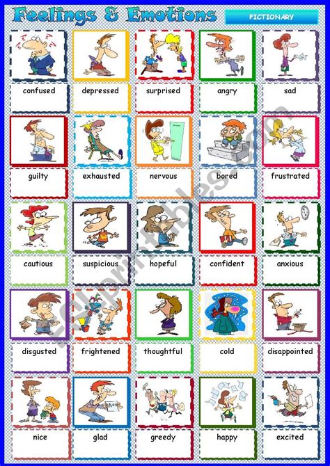 Identifying Feelings And Emotions Worksheet