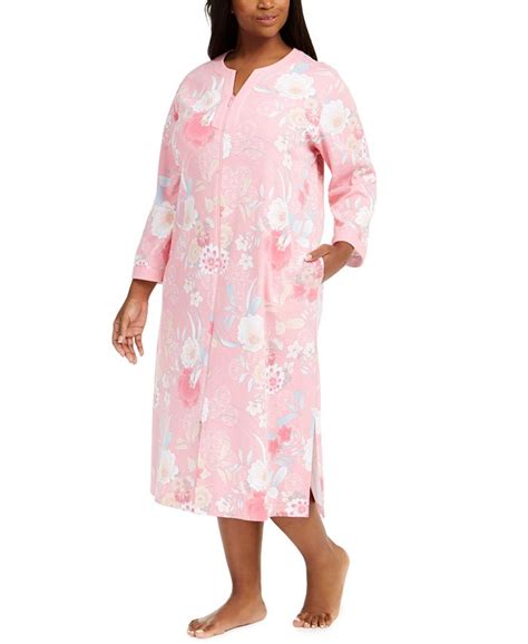 Miss Elaine Plus Size Floral Print Zipper Robe Macys