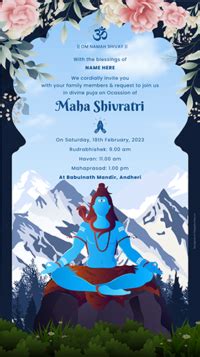 Mahashivratri Invitation Card Rudrabhishek Invite Happy Invites