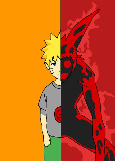 Pixilart Half Naruto Half Kurama By Dragon 2010