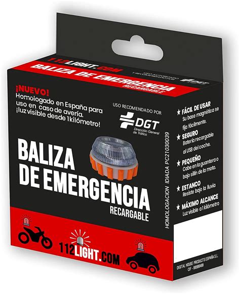 Luz de Emergencia v16 Homologada DGT con Batería Recargable y Cable USB