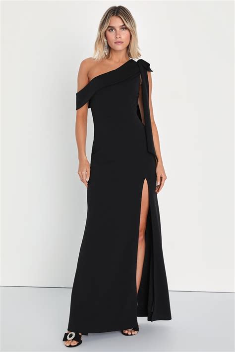 Black One Shoulder Dress Mermaid Maxi Dress Sexy Maxi Dress Lulus