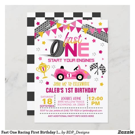 Fast One Race Car Girl St Birthday Party Zazzle Artofit