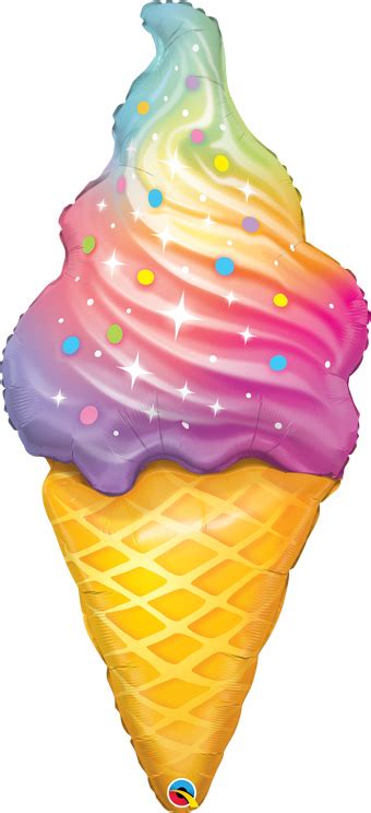 45 Inch Large Shape Rainbow Swirl Ice Cream Cone Balloon