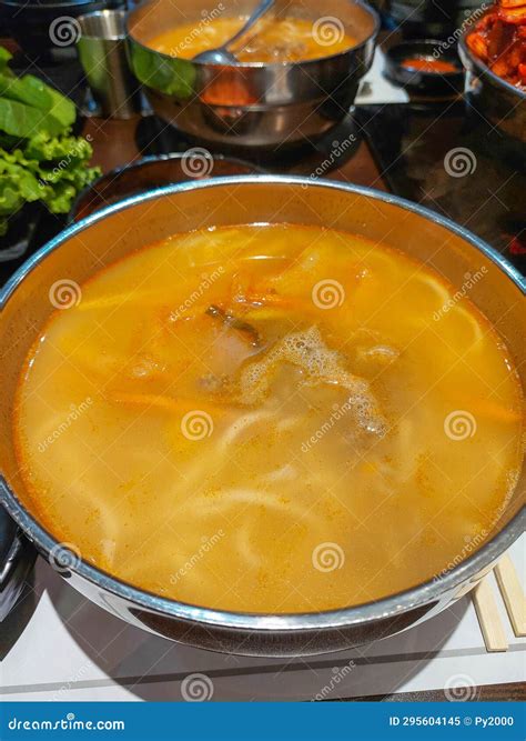 Korean noodle soup stock image. Image of vegetable, carrots - 295604145