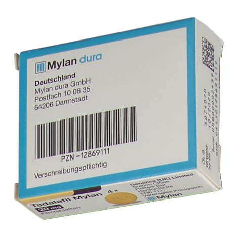 Tadalafil Mylan 20 Mg 4 St Mit Dem E Rezept Kaufen Shop Apotheke