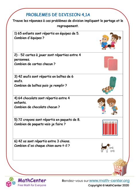 Cm Fiches De Travail Probl Mes De Division Math Center