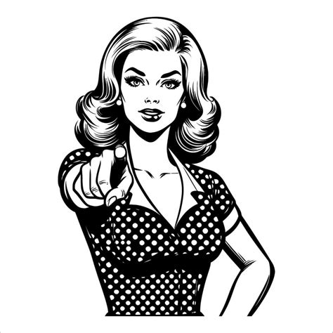 Vintage Retro Woman Pointing 43568765 Vector Art At Vecteezy