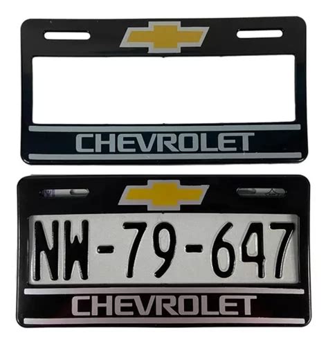 Par De Marcos Portaplacas Chevrolet Negro Tipo Europeo Ancho Mebuscar