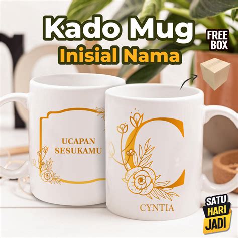 Jual Gelas Mug Custom Inisial Nama Sehari Jadi Cocok Untuk Souvenir