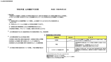 メンタルヘルス対策に取り組み、心の健康づくり計画助成金の申請をしました プライバシーマーク取得の中山経営労務管理事務所