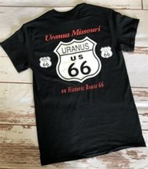 Get A Kick In Uranus On Route 66 White Shield T Shirt From Uranus Fudge