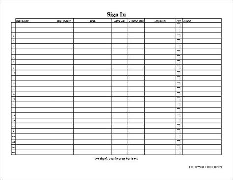 Free Easy Copy Detailed Volunteer Sign In Sheet With Signature Wide