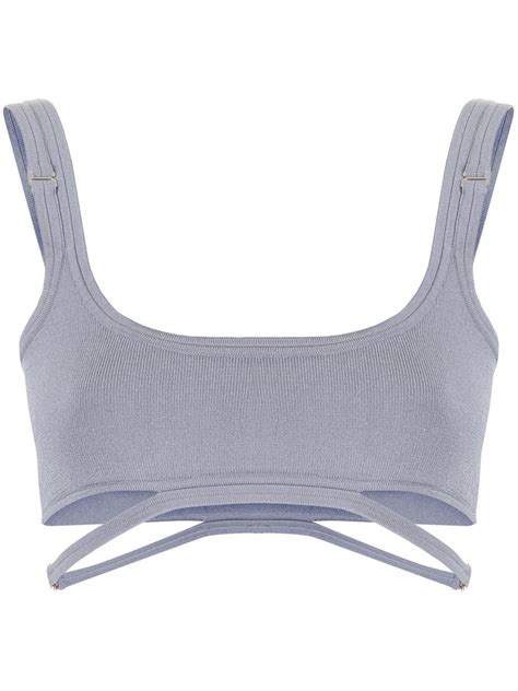 Slate Blue E Hook Hosiery Bra Top From Dion Lee Featuring Ribbed