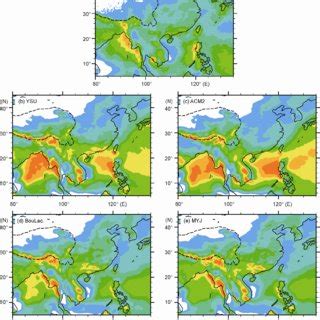 JJA Mean Precipitation Mm Day 1 During 20002009 From A TRMM B