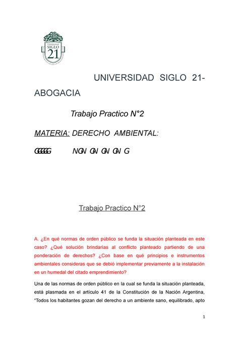 Ng Tp Derecho Ambiental Universidad Siglo Abogacia Trabajo