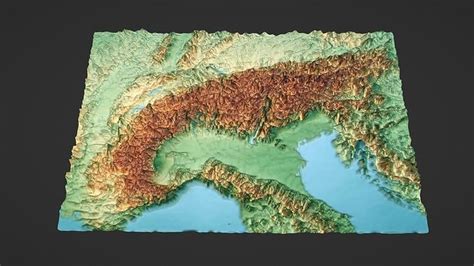 3D Model Alps Mountain Map Topography VR AR Low Poly CGTrader