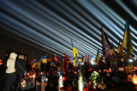 Lviv Ukraine February 23 2023 Lychakiv Cemetery With A Light