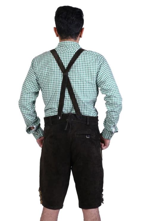 Embroidered Short Lederhosen Dark Grey Lederhosen Store