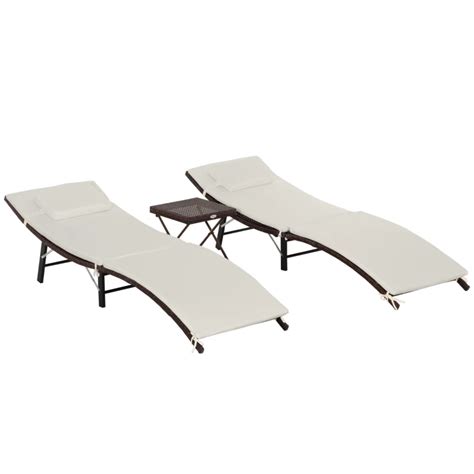 Outsunny Lot De 2 Tansats Bains De Soleil Et Table Pliables Grand