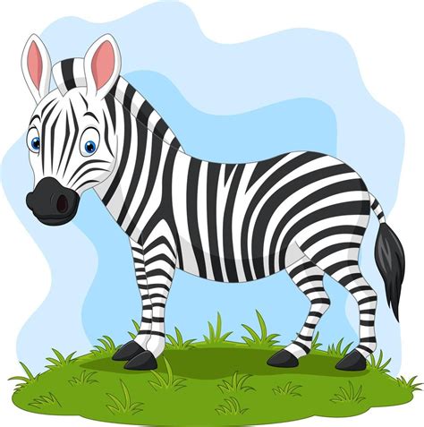 Cartoon Happy Zebra In The Grass 5151703 Vector Art At Vecteezy