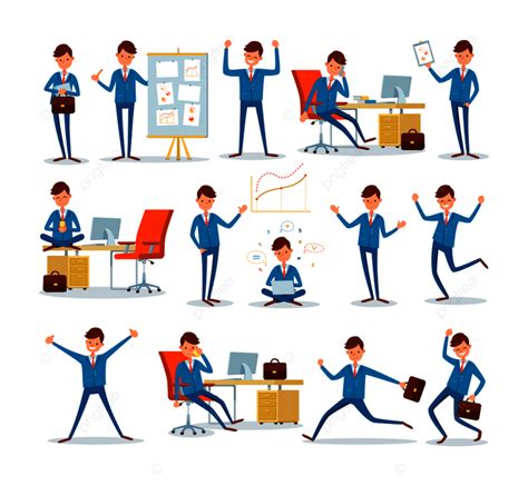 Office Man Character Vector Art Png Man Businessman Characters In