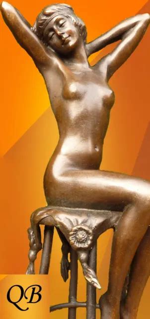 ART DECO BRONZE Figurine Sculpture Statue Awakening Nude Hot Cast Lady