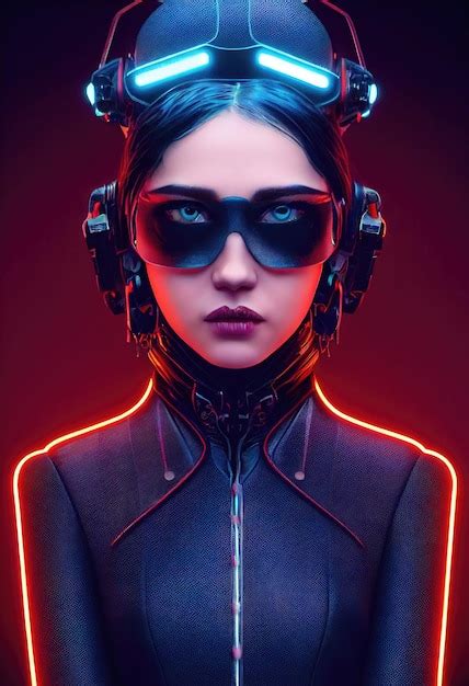 Premium Photo A Cyberpunk Portrait Of An Attractive Woman In The