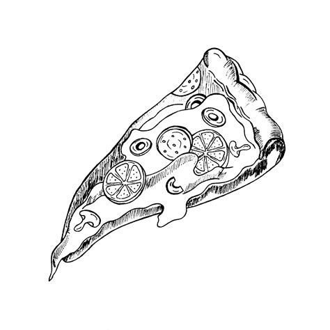 Sketch Pizza Slice Drawing Hand Drawn Pizza Illustration Great For