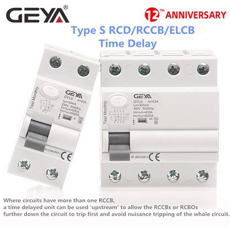 Geya Gyl Ac S Type Time Delayed Rcd Rccb Elcb Delay Type