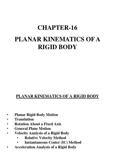 Chapter 16 Planar Kinematics of Rigid Body | PDF | Rotation Around A ... 