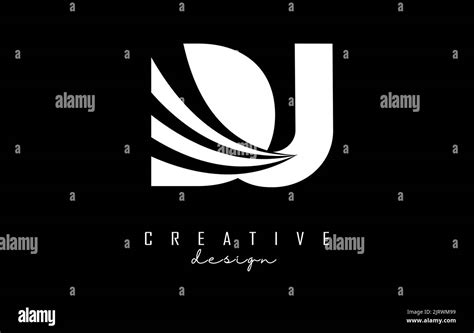 Creative White Letter Dj D J Logo With Leading Lines And Road Concept