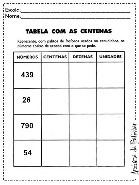 Plano De Aula Matemática Unidade Dezena E Centena