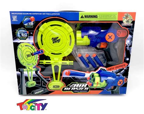 Air Blaster Soft Bullet Gun And Target Board With 6 Darts Rapid Fire