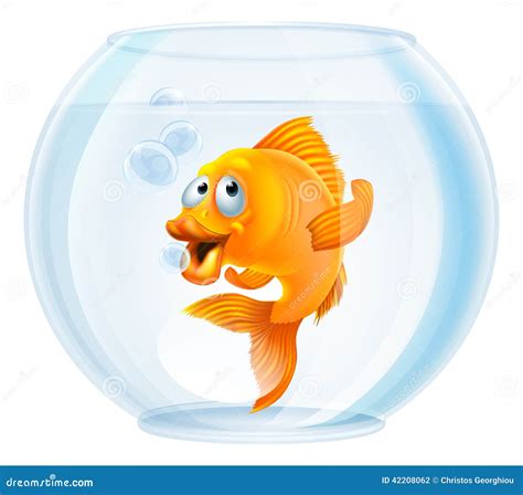 Cartoon Goldfish In Bowl Stock Vector Illustration Of Funny 42208062