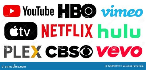 Online Video Service Icons Set Youtube Netflix Hbo Vimeo Apple Tv