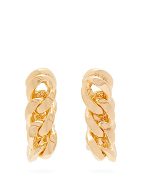 Bottega Veneta Chain Hoop Earrings In Metallic Lyst