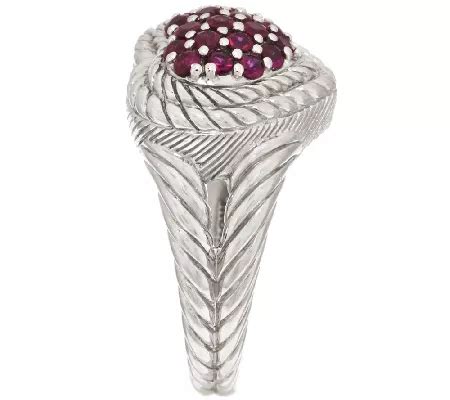 As Is Judith Ripka Sterling 0 60 Ct Tw Pave Ruby Heart Ring QVC