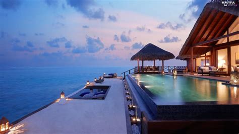 terrace, Ocean, house - Beautiful views wallpapers: 1920x1080