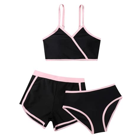 Swimsuits For Teen Girls Bikini With Shorts 3 Piece Bikini Sets Sport