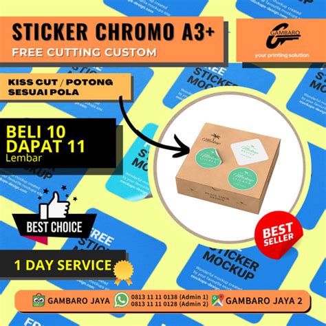 Jual Cetak Stiker Label Chromo A3 Cutting Print Label Custom Kiss