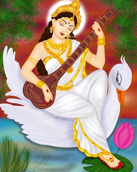 Saraswati Goddess Goddess Art Saraswati Mata Sketch Painting