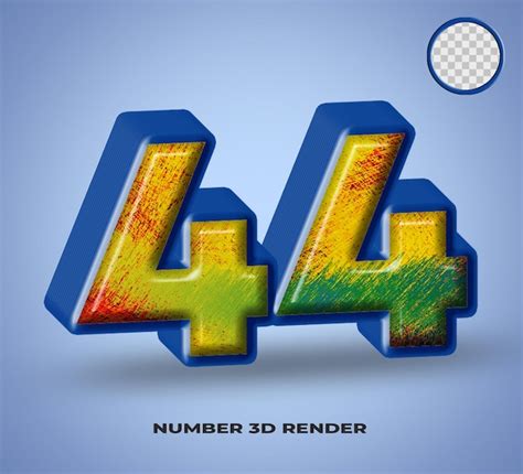 Premium Psd A Purple And Yellow Number 44 With A Purple Background