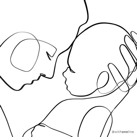 Mom And Baby Line Art Printable Line Art Mother And Child Wall Art