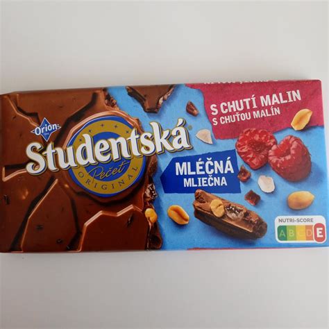 шоколад молочный с орехами и малиной Studentska Orion - калорийность ...