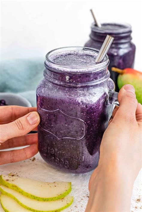 Blueberry Pear Smoothie A Powerful Pick Me Up • Tasty Thrifty Timely